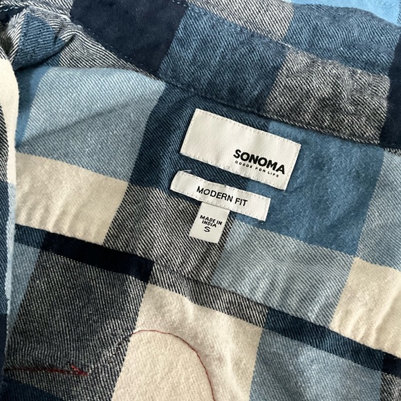 VtG Denim Shirt “Sonoma”unisex,Blue Chechered With “Logo PearL Larger Beer”S - Picture 8 of 10